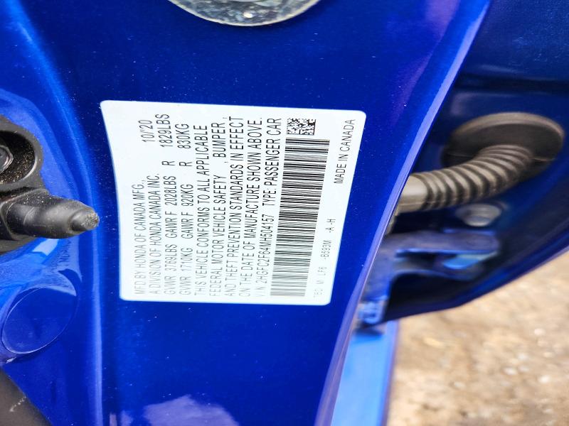 60323296 :رقم المزاد ، 2HGFC2F64MH504157 vin ، 2021 Honda Civic مزاد بيع