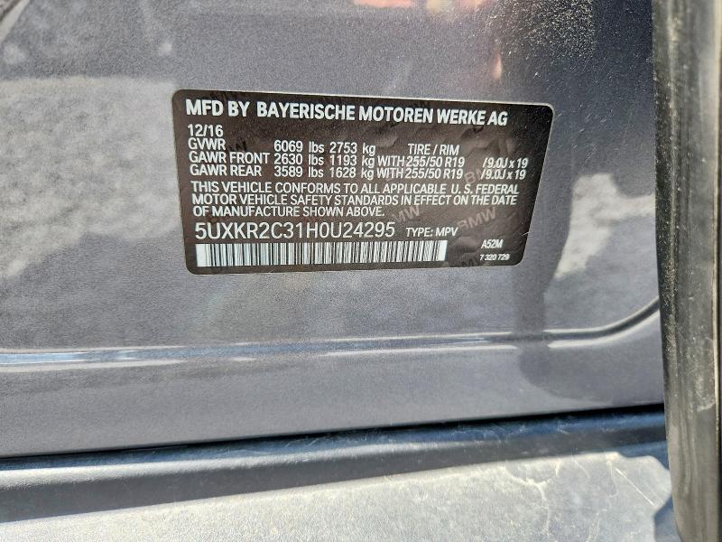 60845726 :رقم المزاد ، 5UXKR2C31H0U24295 vin ، 2017 Bmw X5 مزاد بيع