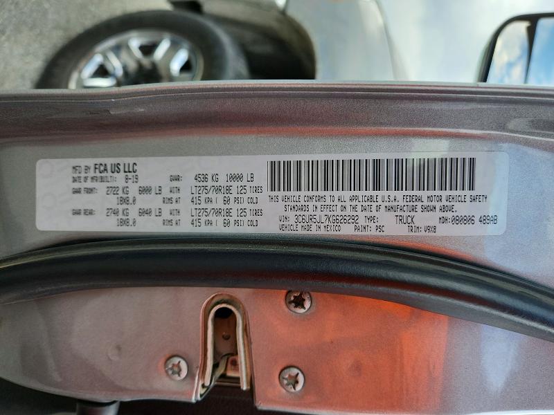 60685096 :رقم المزاد ، 3C6UR5JL7KG626292 vin ، 2019 Ram 2500 مزاد بيع