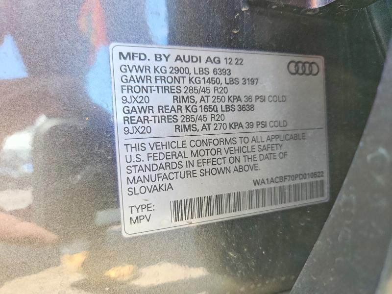 Aukcja sprzedaży 2023 Audi Q7, vin: WA1ACBF70PD010522, numer aukcji: 60025786
