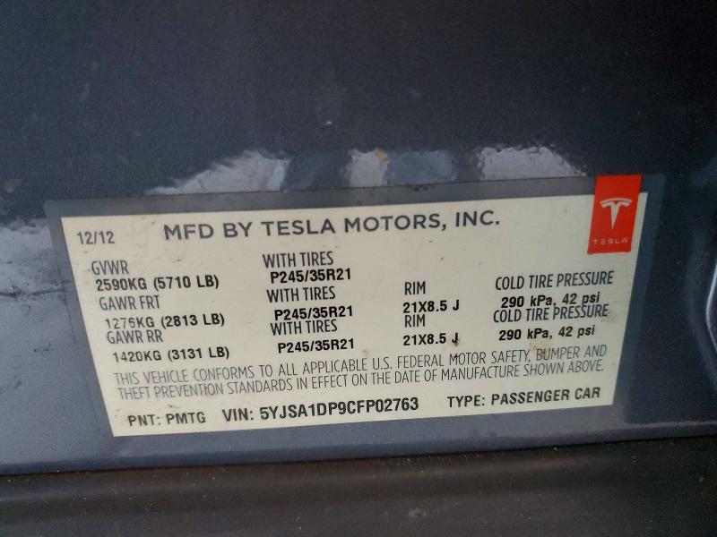 Продажа на аукционе авто 2012 Tesla Model S, vin: 5YJSA1DP9CFP02763, номер лота: 60521886