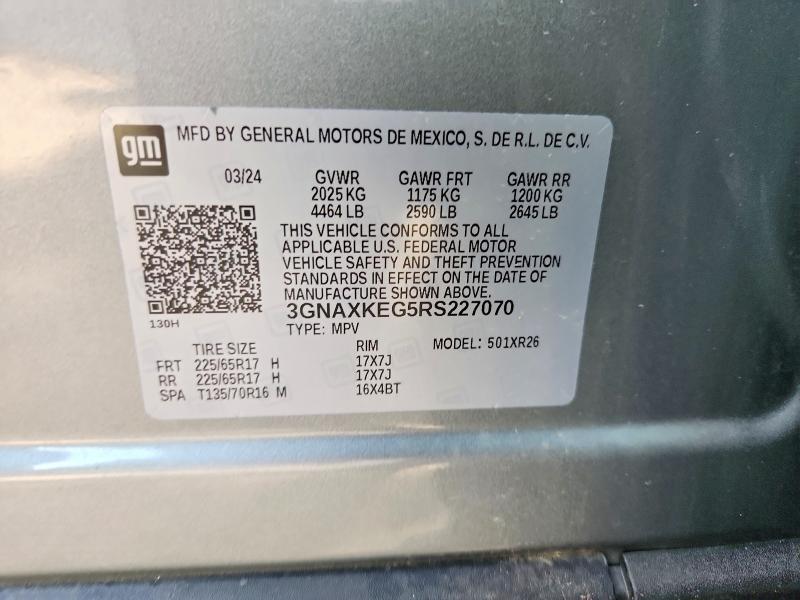 2024 Chevrolet Equinox მანქანა იყიდება აუქციონზე, vin: 3GNAXKEG5RS227070, აუქციონის ნომერი: 62310886