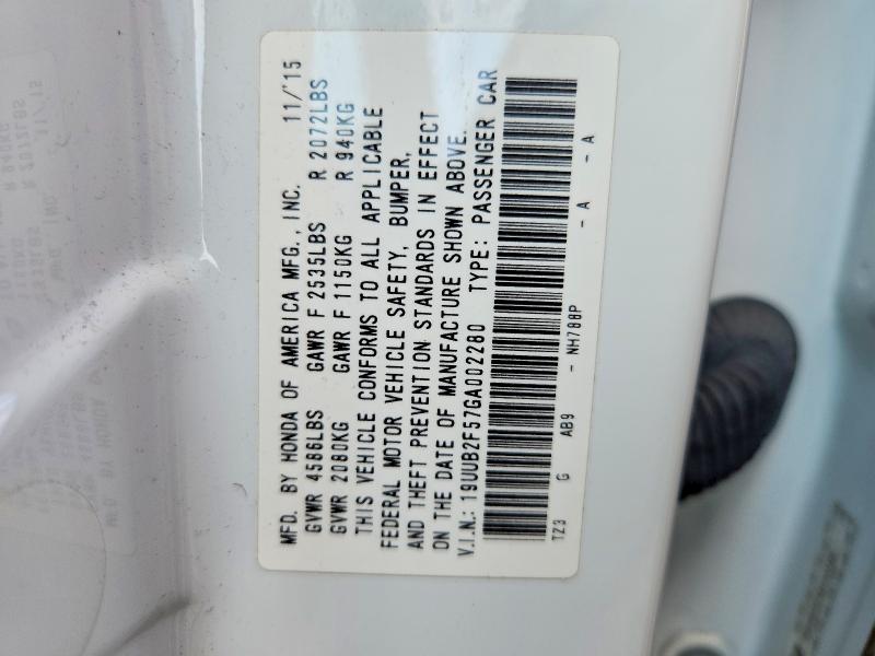 58811416 :رقم المزاد ، 19UUB2F57GA002280 vin ، 2016 Acura Tlx مزاد بيع