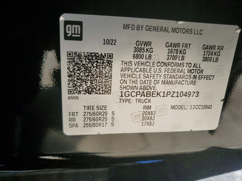 Aukcja sprzedaży 2023 Chevrolet Silverado, vin: 1GCPABEK1PZ104973, numer aukcji: 59781046