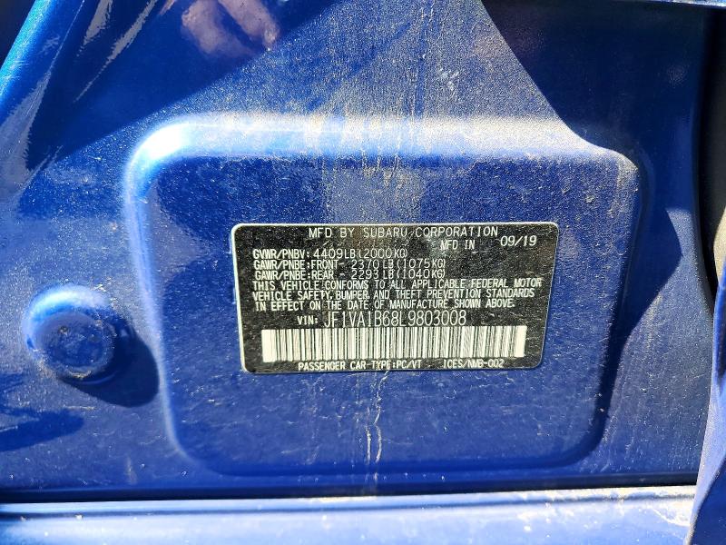 Aukcja sprzedaży 2020 Subaru Wrx, vin: JF1VA1B68L9803008, numer aukcji: 60429276