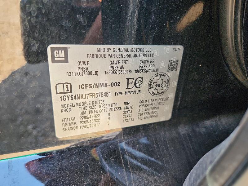 Aukcja sprzedaży 2015 Cadillac Escalade, vin: 1GYS4NKJ7FR676461, numer aukcji: 63072296