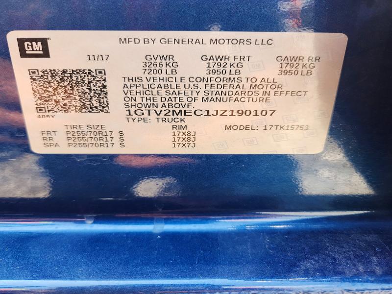 Aukcja sprzedaży 2018 Gmc Sierra, vin: 1GTV2MEC1JZ190107, numer aukcji: 61315556