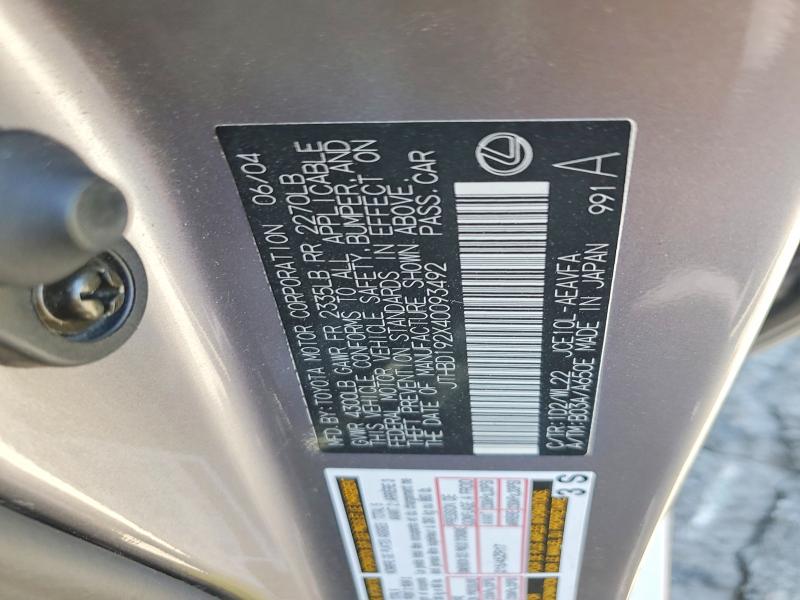 60197036 :رقم المزاد ، JTHBD192X40093492 vin ، 2004 Lexus Is مزاد بيع