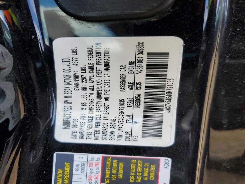 Aukcja sprzedaży 2006 Infiniti G35, vin: JNKCV54E46M721035, numer aukcji: 59636996