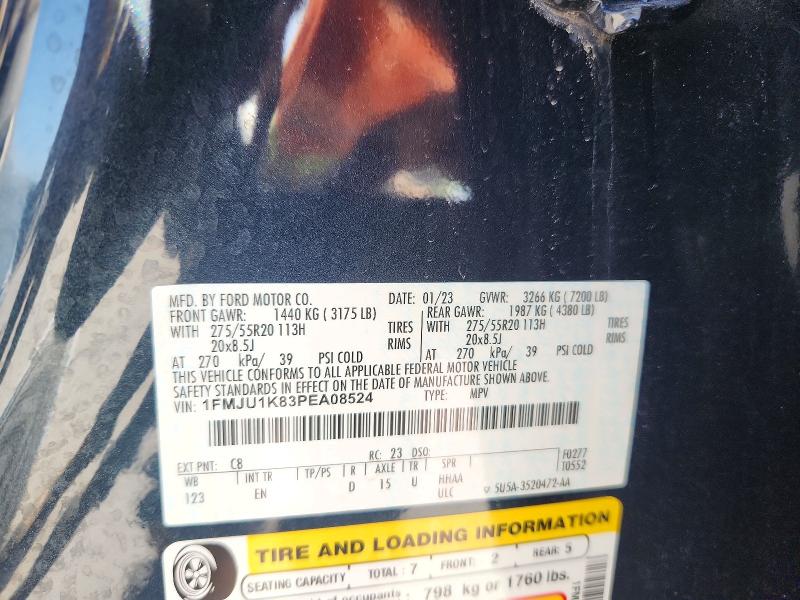 2023 Ford Expedition მანქანა იყიდება აუქციონზე, vin: 1FMJU1K83PEA08524, აუქციონის ნომერი: 62222296