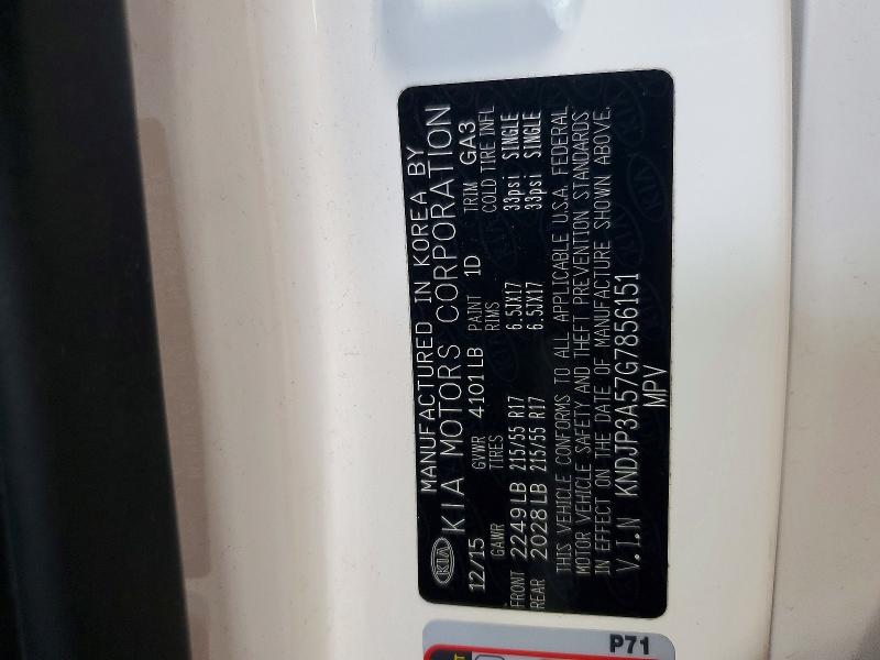 63329996 :رقم المزاد ، KNDJP3A57G7856151 vin ، 2016 Kia Soul مزاد بيع