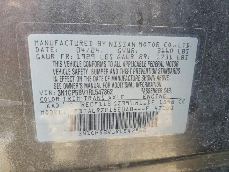 Продаж на аукціоні авто 2024 Nissan Kicks, vin: 3N1CP5BV1RL547862, номер лоту: 62456226
