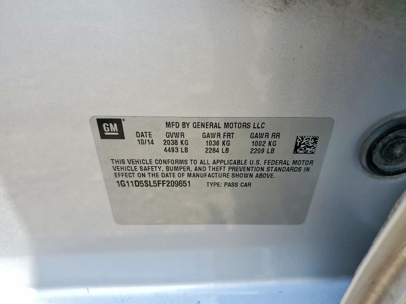 Auction sale of the 2015 Chevrolet Malibu, vin: 1G11D5SL5FF209651, lot number: 60019066