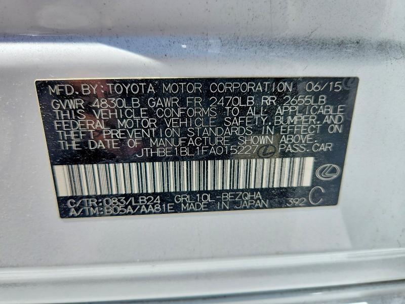 Продаж на аукціоні авто 2015 Lexus Gs, vin: JTHBE1BL1FA015227, номер лоту: 62630846
