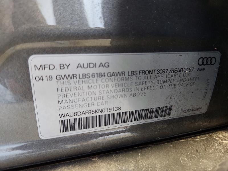 Aukcja sprzedaży 2019 Audi A8, vin: WAU8DAF85KN019138, numer aukcji: 59978566