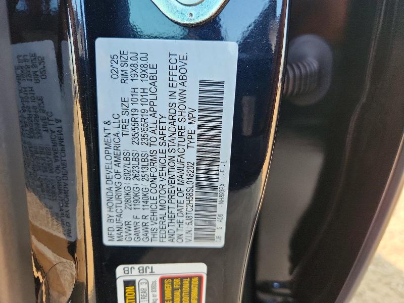 60589116 :رقم المزاد ، 5J8TC2H58SL018202 vin ، 2025 Acura Rdx مزاد بيع
