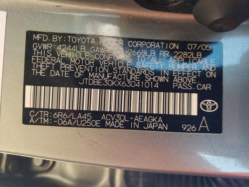 Продаж на аукціоні авто 2006 Toyota Camry, vin: JTDBE30KX63041014, номер лоту: 59247346