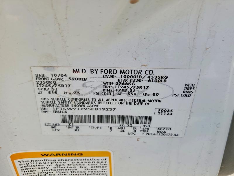 Aukcja sprzedaży 2005 Ford F250, vin: 1FTSW21P95EB19237, numer aukcji: 63573326