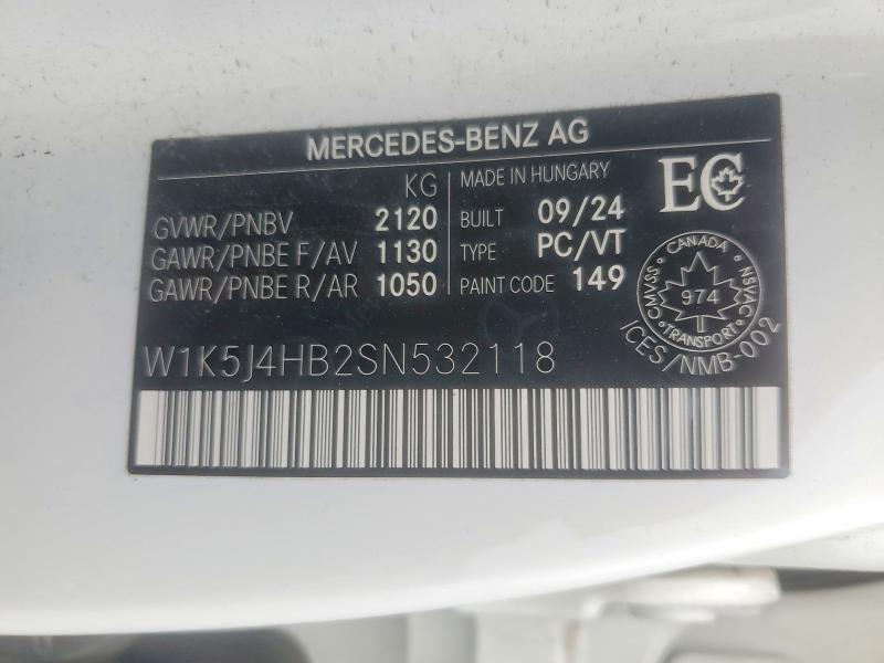 2025 Mercedes-benz Cla მანქანა იყიდება აუქციონზე, vin: W1K5J4HB2SN532118, აუქციონის ნომერი: 62711656