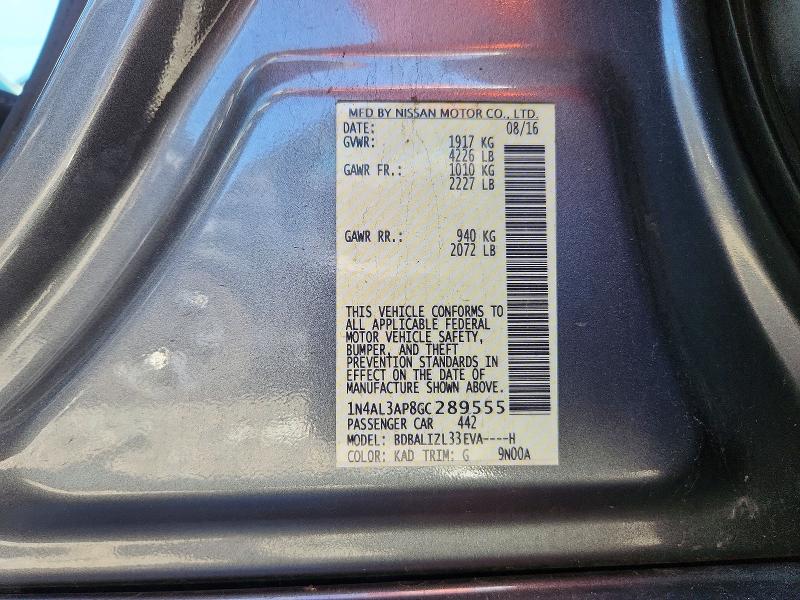 60438926 :رقم المزاد ، 1N4AL3AP8GC289555 vin ، 2016 Nissan Altima مزاد بيع