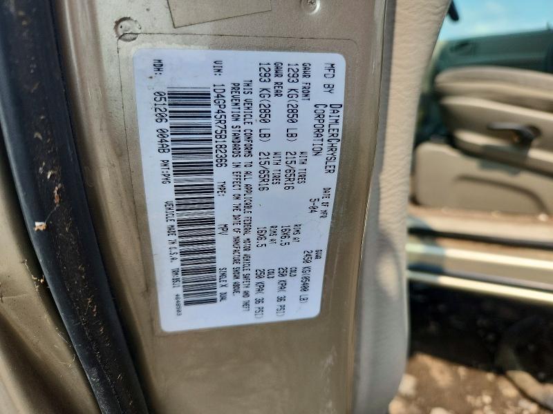 2005 Dodge Caravan მანქანა იყიდება აუქციონზე, vin: 1D4GP45R75B182366, აუქციონის ნომერი: 62904756