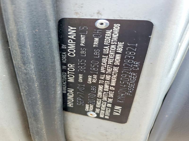 Aukcja sprzedaży 2002 Hyundai Elantra, vin: KMHDN45D92U283821, numer aukcji: 61544776