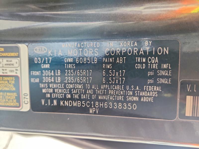 61441556 :رقم المزاد ، KNDMB5C18H6338350 vin ، 2017 Kia Sedona مزاد بيع