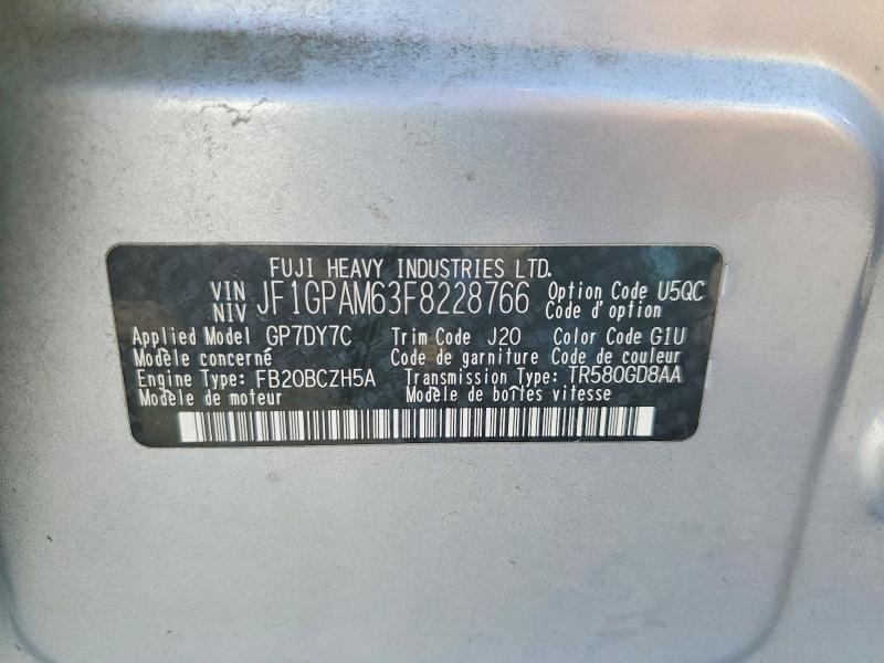 Aukcja sprzedaży 2015 Subaru Impreza, vin: JF1GPAM63F8228766, numer aukcji: 59382026