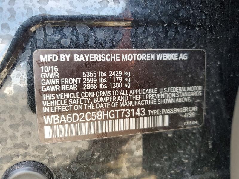 Aukcja sprzedaży 2017 Bmw 640, vin: WBA6D2C58HGT73143, numer aukcji: 60003406