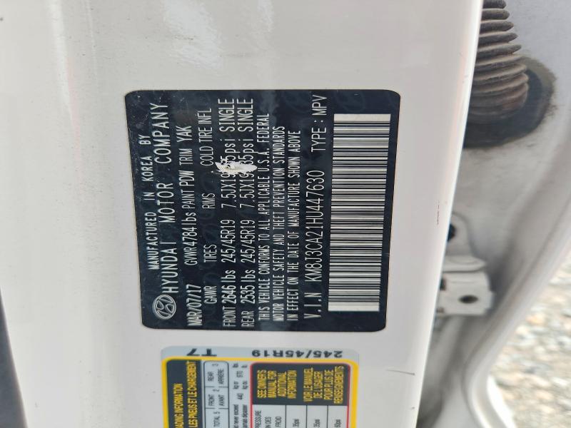 2017 Hyundai Tucson მანქანა იყიდება აუქციონზე, vin: KM8J3CA21HU447630, აუქციონის ნომერი: 62682526