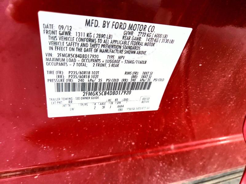 Продажа на аукционе авто 2013 Ford Flex, vin: 2FMGK5C84DBD17920, номер лота: 59916316