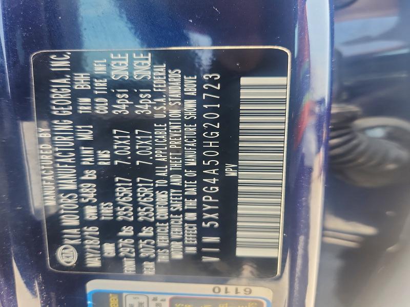 Aukcja sprzedaży 2017 Kia Sorento, vin: 5XYPG4A50HG201723, numer aukcji: 62949636