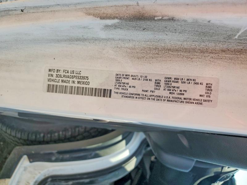 2023 Ram Promaster 1500 მანქანა იყიდება აუქციონზე, vin: 3C6LRVAG6PE533975, აუქციონის ნომერი: 61312086
