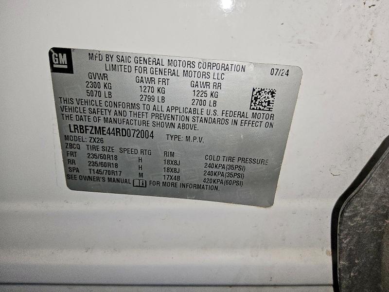 2024 Buick Envision მანქანა იყიდება აუქციონზე, vin: LRBFZME44RD072004, აუქციონის ნომერი: 60700106