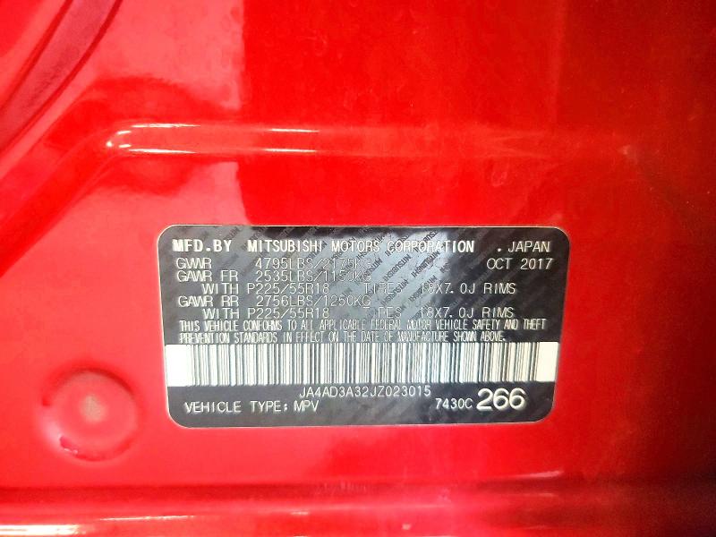 2018 Mitsubishi Outlander მანქანა იყიდება აუქციონზე, vin: JA4AD3A32JZ023015, აუქციონის ნომერი: 63141726
