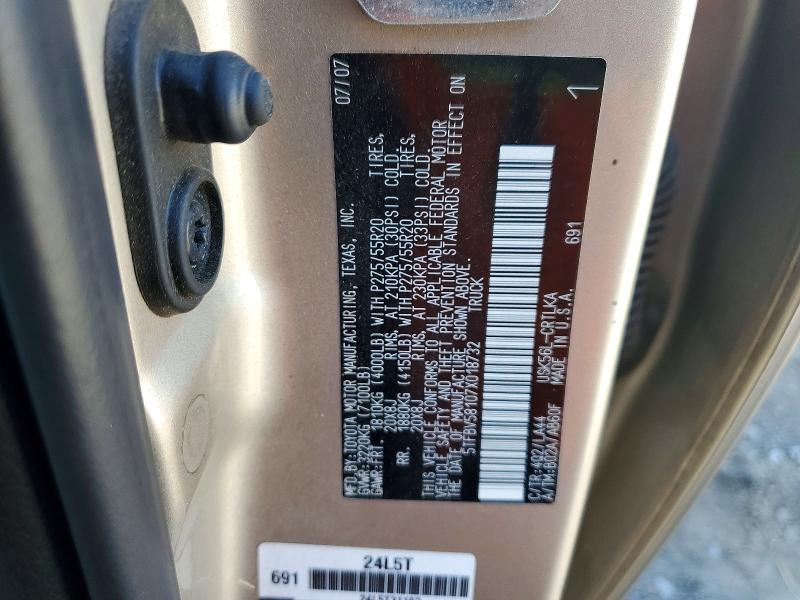 Aukcja sprzedaży 2007 Toyota Tundra, vin: 5TFBV58107X018732, numer aukcji: 60238426