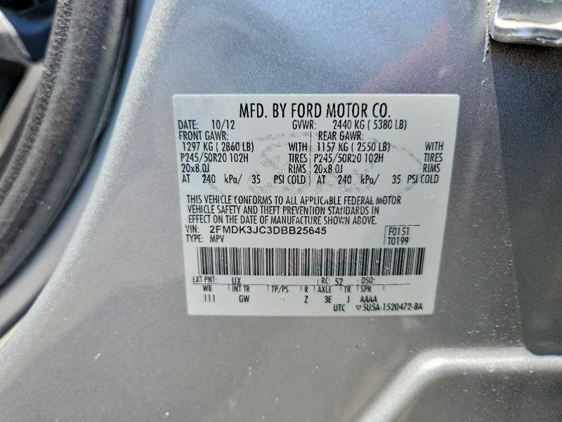 Aukcja sprzedaży 2013 Ford Edge, vin: 2FMDK3JC3DBB25645, numer aukcji: 60485606