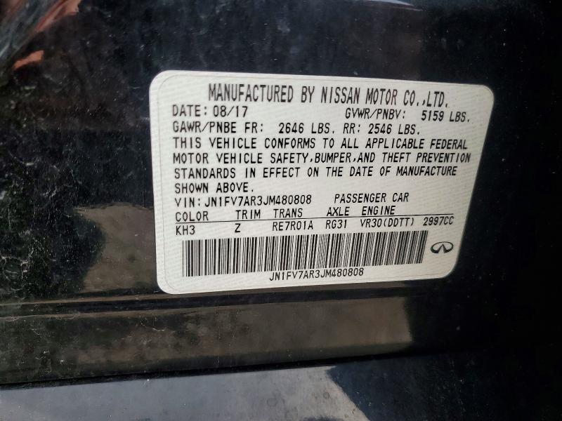 Продаж на аукціоні авто 2018 Infiniti Q50, vin: JN1FV7AR3JM480808, номер лоту: 59980746