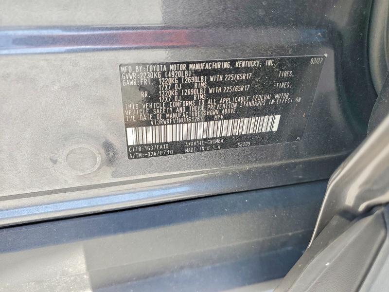 Aukcja sprzedaży 2022 Toyota Rav4, vin: 4T3RWRFV1NU061261, numer aukcji: 62101626