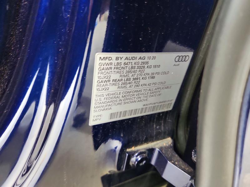 Продажа на аукционе авто 2021 Audi Q8, vin: WA1FVAF13MD012167, номер лота: 59323076