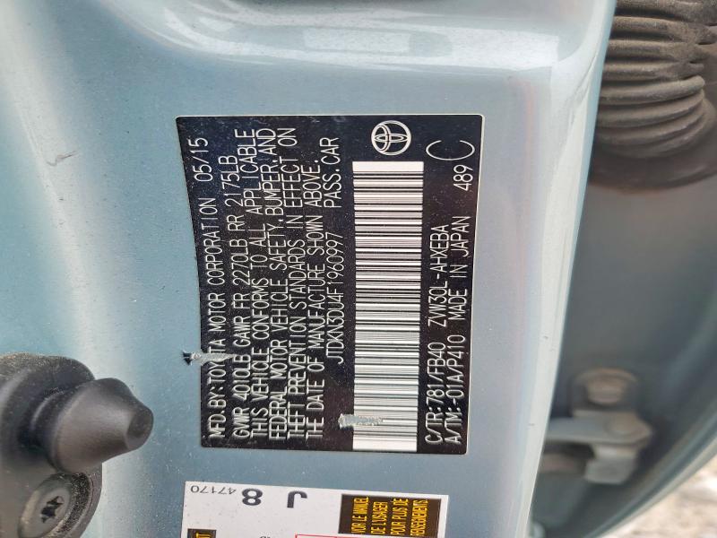 2015 Toyota Prius მანქანა იყიდება აუქციონზე, vin: JTDKN3DU4F1960997, აუქციონის ნომერი: 62943076