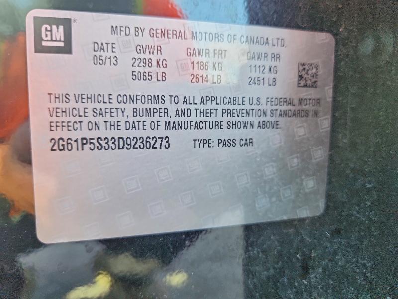 61925206 :رقم المزاد ، 2G61P5S33D9236273 vin ، 2013 Cadillac Xts مزاد بيع