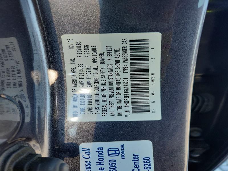 Продаж на аукціоні авто 2016 Honda Accord, vin: 1HGCR2F81GA145209, номер лоту: 60273506