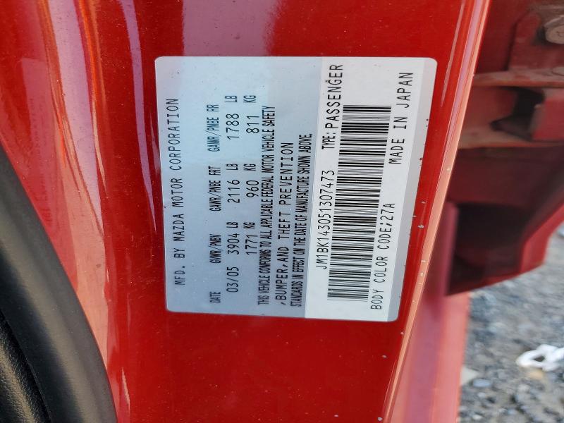 Продажа на аукционе авто 2005 Mazda 3, vin: JM1BK143051307473, номер лота: 62459236