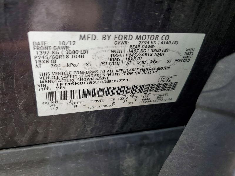 Продаж на аукціоні авто 2013 Ford Explorer, vin: 1FM5K8D8XDGB39771, номер лоту: 62032426