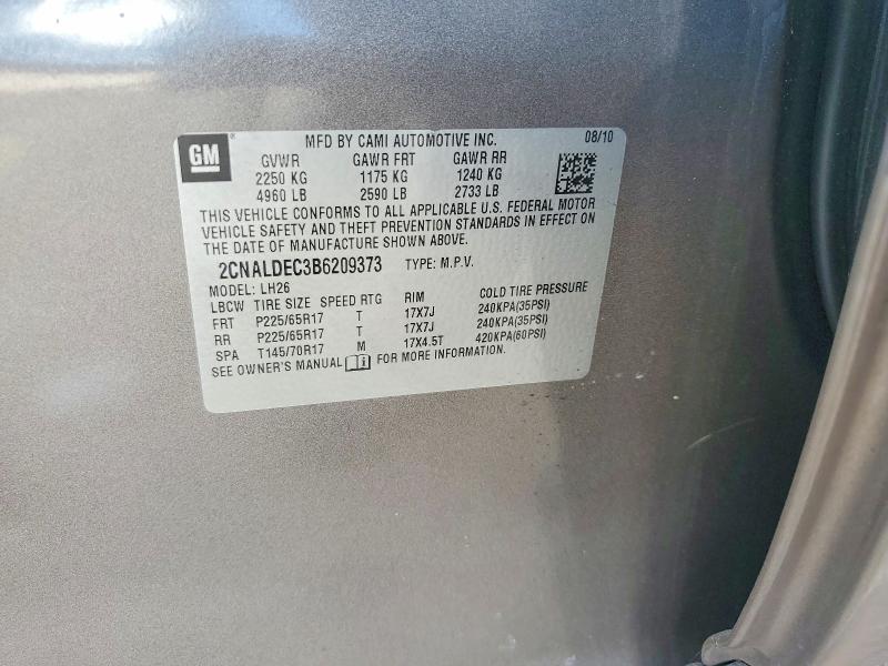 Продаж на аукціоні авто 2011 Chevrolet Equinox, vin: 2CNALDEC3B6209373, номер лоту: 60588156
