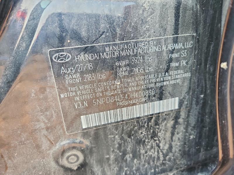 2018 Hyundai Elantra მანქანა იყიდება აუქციონზე, vin: 5NPD84LF4JH400830, აუქციონის ნომერი: 60718736