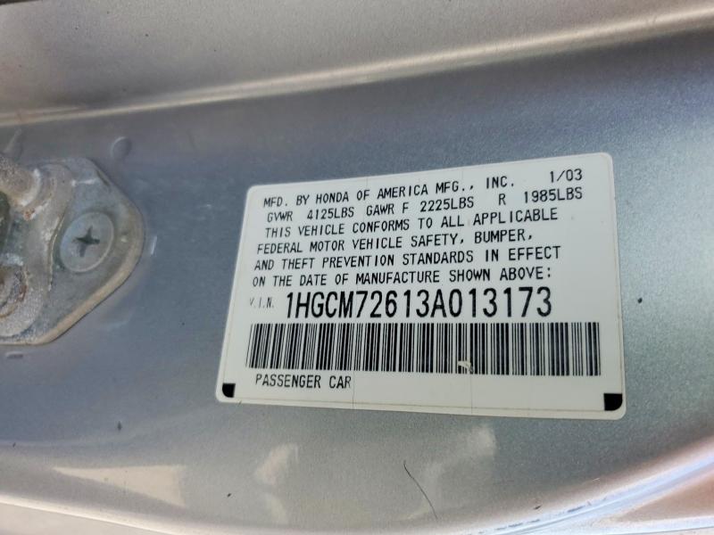 Продажа на аукционе авто 2003 Honda Accord, vin: 1HGCM72613A013173, номер лота: 85615455