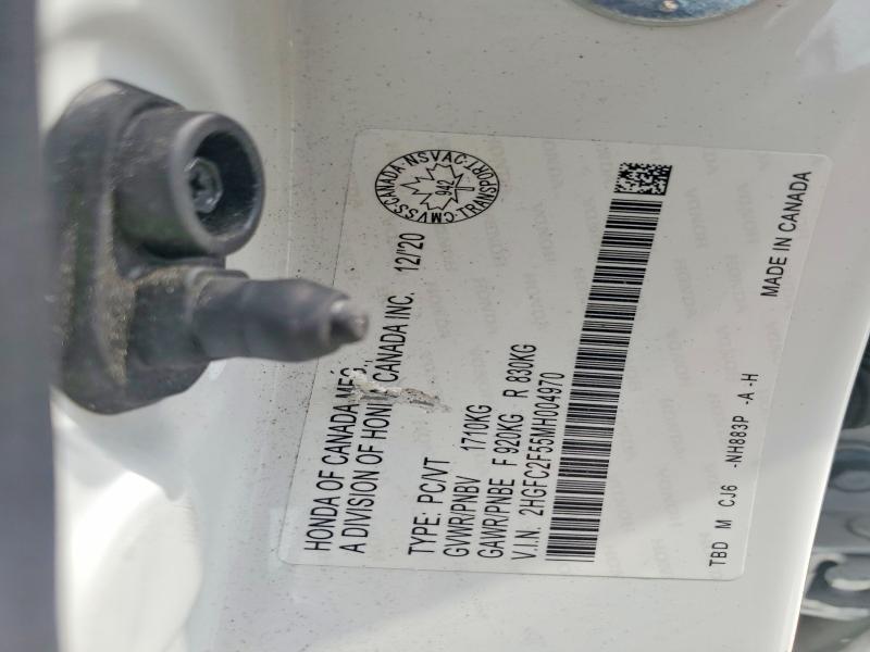 2021 Honda Civic მანქანა იყიდება აუქციონზე, vin: 2HGFC2F55MH004970, აუქციონის ნომერი: 60150656