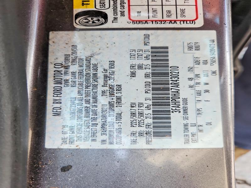 Продаж на аукціоні авто 2010 Ford Fusion, vin: 3FAHP0HA7AR430210, номер лоту: 60235456